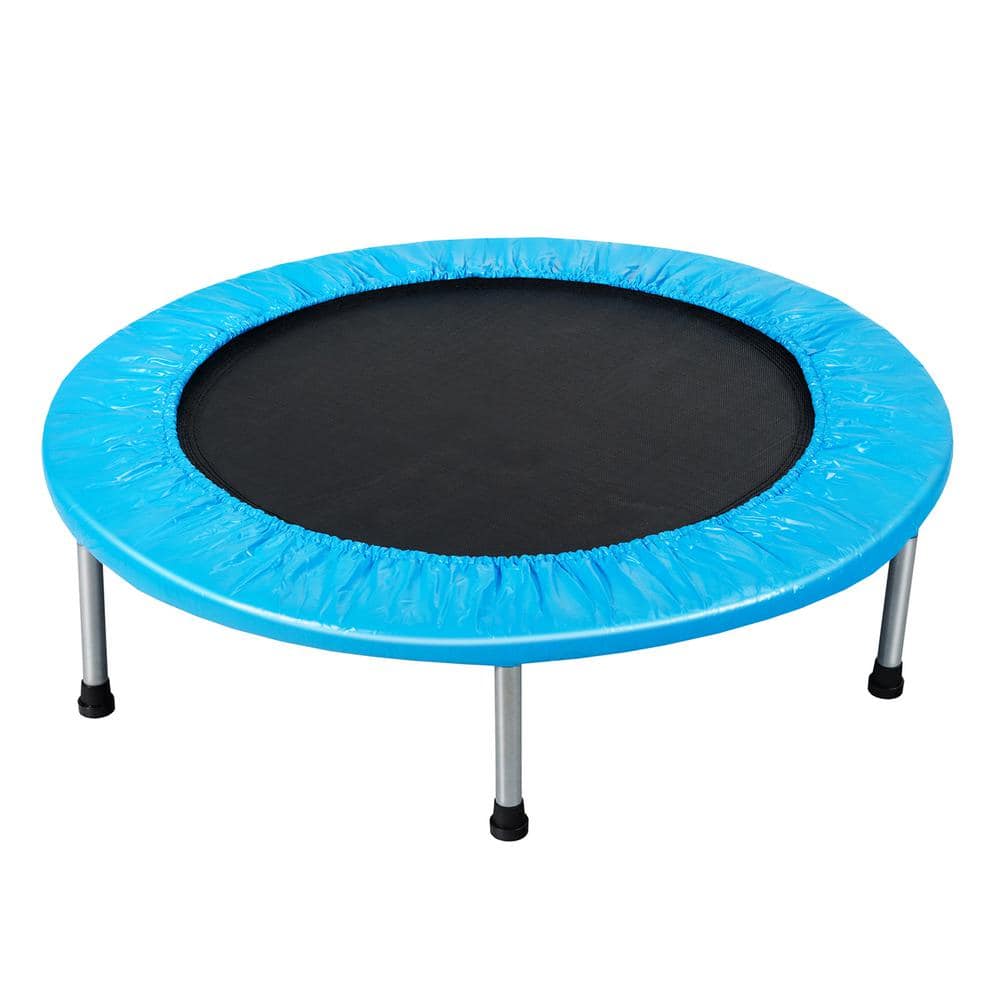 FirstE 48 Foldable Fitness Trampolines, Rebound Recreational Exercise  Trampoline with 4 Level Adjustable Heights Foam Handrail