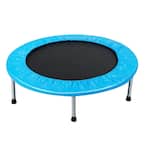 38 in. Blue Folding Mini Trampoline Fitness Rebounder with Safety Pad