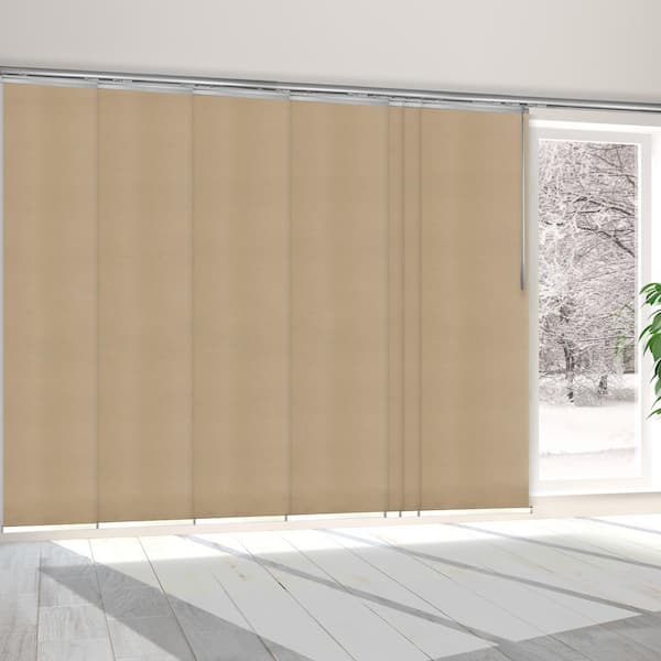 EMOH Ivoreen 110 in. - 153 in. W x 94 in. L Adjustable 7- Panel White Single Rail Panel Track with 23.5 in. Slates