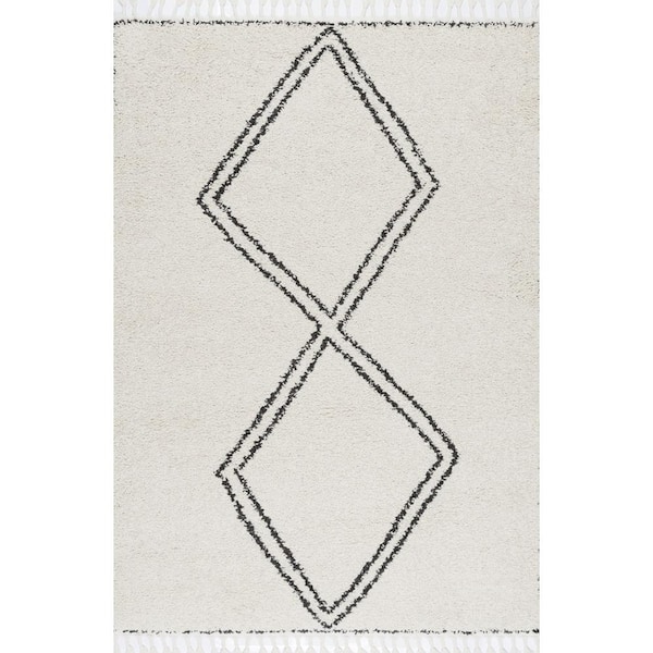 nuLOOM Kiara Infinity Emblem Shag Off-White 8 ft. x 10 ft. Area Rug