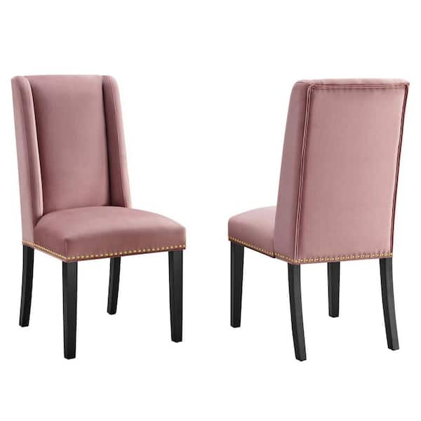 MODWAY Baron Dusty Rose Performance Velvet Nailhead Trim Dining Side Chairs (Set of 2)