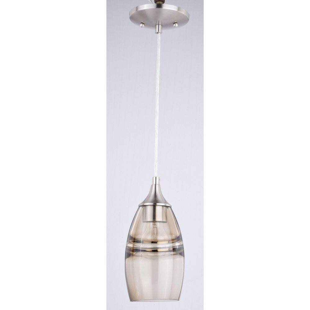 Satin Nickel Glass Mini Pendant Light with LED