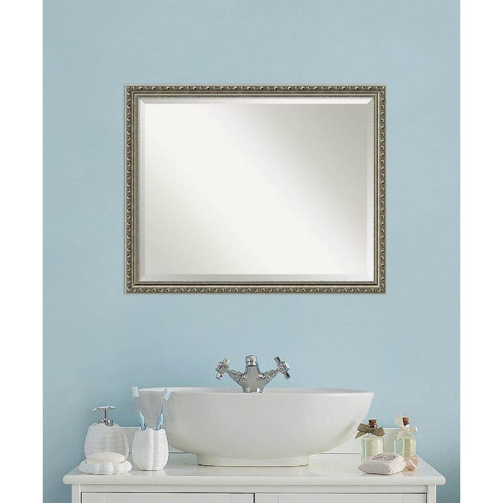 Parisian Silver 30 in. x 24 in. Beveled Rectangle Wood Framed Bathroom Wall