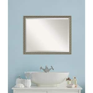 Parisian Silver 30 in. x 24 in. Beveled Rectangle Wood Framed Bathroom Wall Mirror in Silver