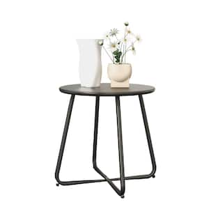 Black Patio Side Tables for Outside, Small Patio Accent Table Metal Round for Deck Garden Porch Balcony Yard Lawn Black