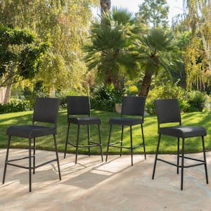 Neal Plastic Faux Rattan Outdoor Patio Bar Stool (4-Pack)