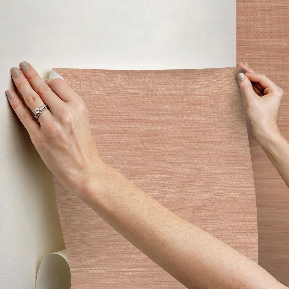 Pink Faux Grasscloth Peel and Stick Wallpaper Roll
