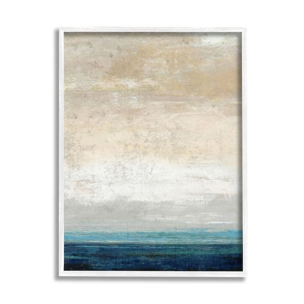 The Stupell Home Decor Collection Distressed Ocean Landscape Abstract Design by Suzanne Nicoll Framed Abstract Art Print 20 in. x 16 in.