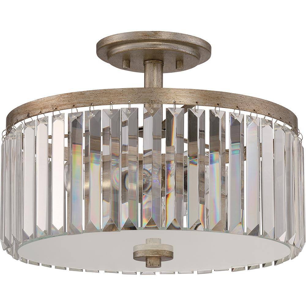 Vintage Gold Mirage Crystal Semi-Flush Mount Light