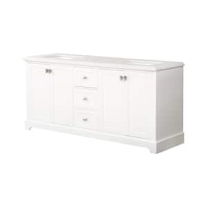 72 in. W x 22 in. D x 40 in. H Double Sink Freestanding Bath Vanity in White with White Cultured Marble Top Ceramic Sink