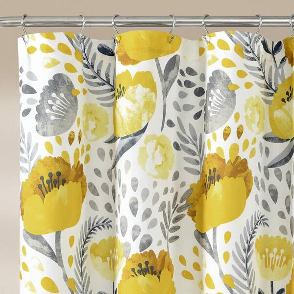 Lush Decor 72 In X Poppy Garden, Yellow Shower Curtains