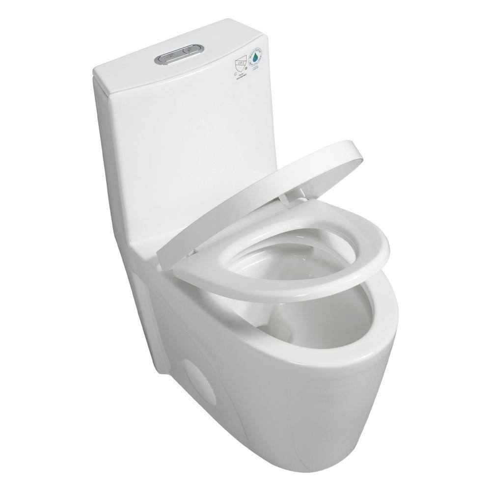 Glossy White Ceramic Dual Flush Elongated One-Piece Toilet