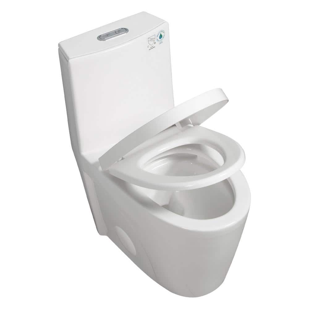 Glossy White Ceramic Dual Flush Elongated One-Piece Toilet