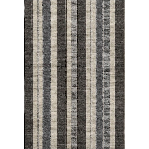 Mayfield Premium Machine Washable Abstract AMF1954 Black 3 ft. x 4 ft. Area Rug