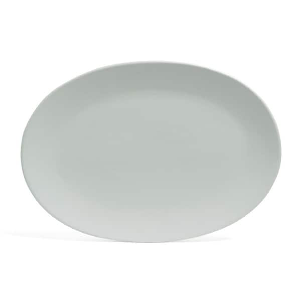 Coupe 16.4 in. Semi-Matte Fog Blue Hand-Finished Stoneware Oval Serving Platter