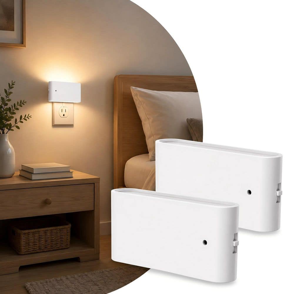 1-Light White Dimmable LED Night Light Plug in with Dusk to Dawn 3000K for Bedroom-2 Pack