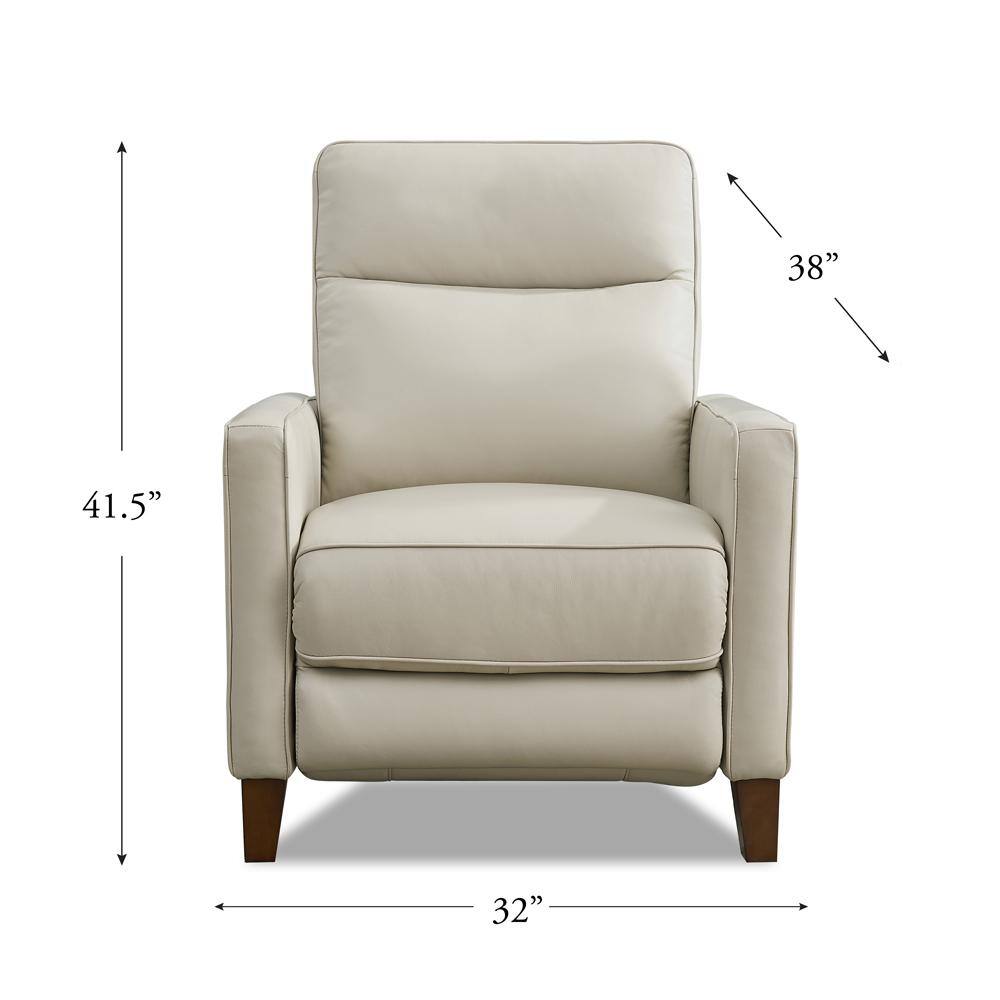 Vanilla White Leather Zero Gravity Recliner with Wood Frame