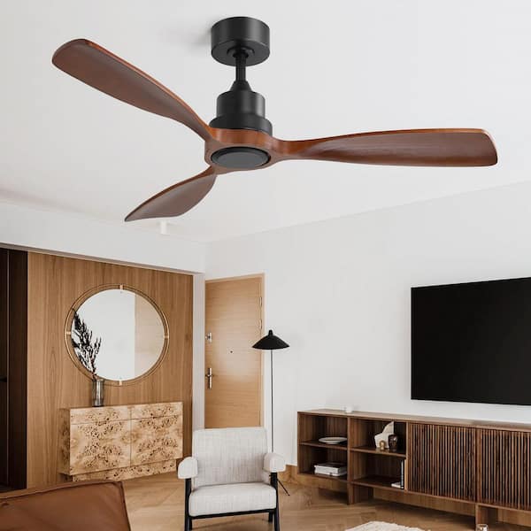 Sofucor 48 in. Indoor/Outdoor Black Downrod Wood Ceiling Fan