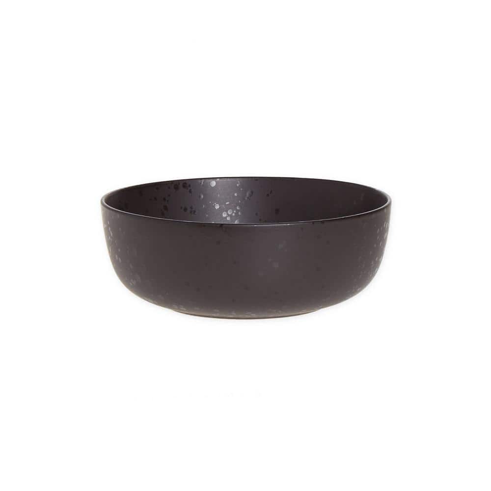 Pepper Black Ceramic 16-Piece Dinnerware Set with Reactive Glaze