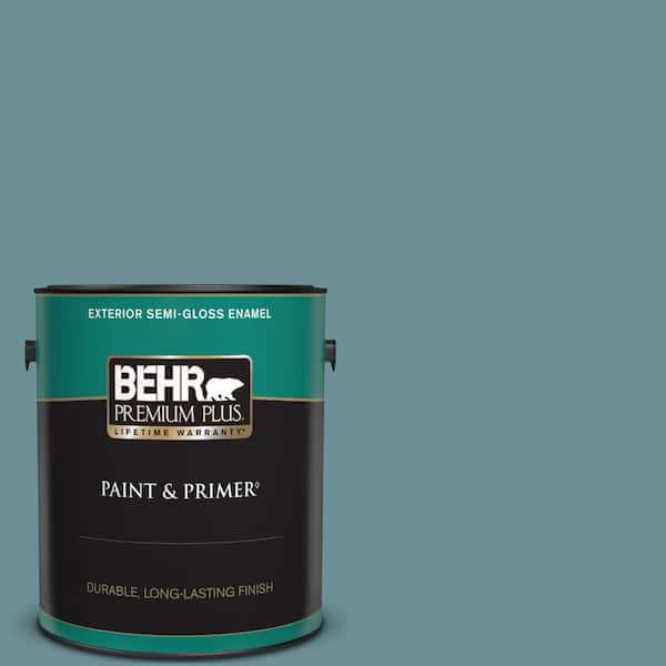 BEHR PREMIUM PLUS 1 gal. #510F-5 Bayside Semi-Gloss Enamel Exterior Paint & Primer