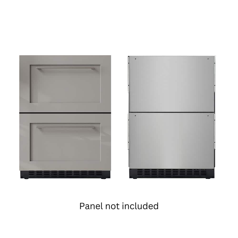 23 in. Panel Ready 2-Drawer Refrigerator and Freezer, 1.48 cu. ft./Drawer in Stainless-Steel
