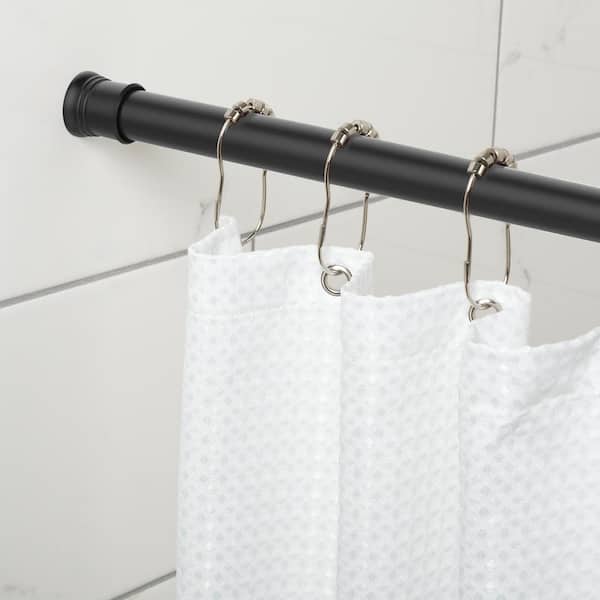 Aluminum Adjustable Tension Shower Rod, 60 Inch Matte Black Shower Curtain Rod