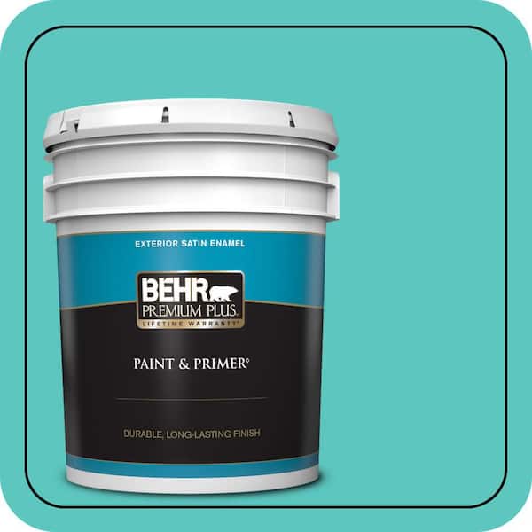 BEHR PREMIUM PLUS 5 gal. #490B-4 Sea Life Satin Enamel Exterior Paint & Primer