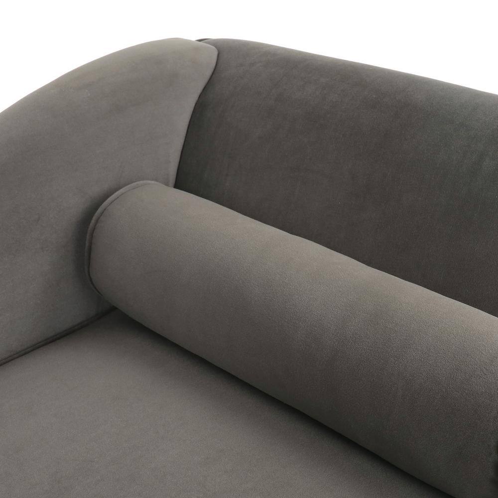 Taupe Velvet Chaise Lounge with Flared Arms