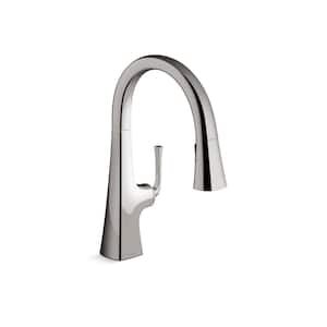 Graze Pull-Down Single-Handle Kitchen Sink Faucet with 3-Function Sprayhead in Vibrant Titanium