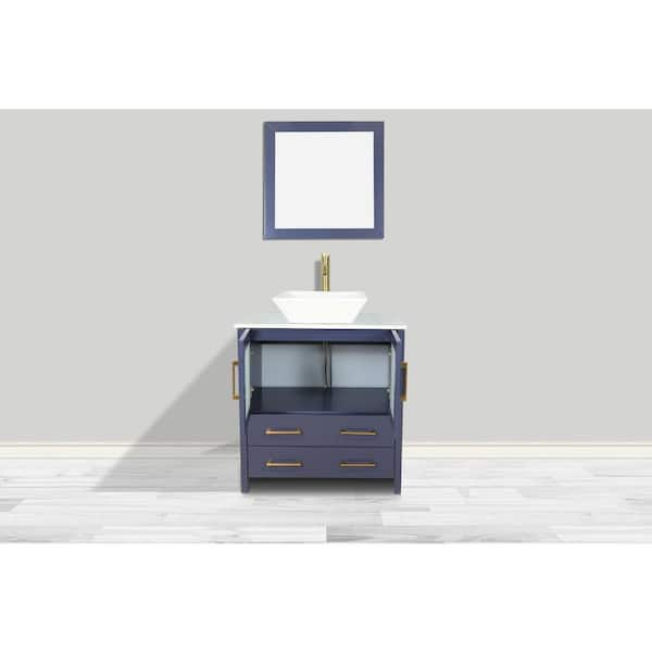 Vanity Art Brescia 42 in. W x 18 in. D x 36 in. H Bathroom Vanity in Grey  with Single Basin Vanity Top in White Ceramic and Mirror VA3030-42G - The  Home Depot