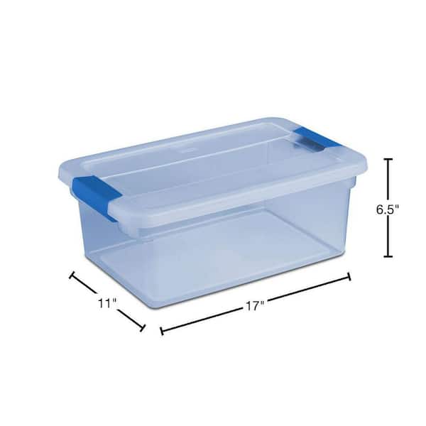 Clear Storage Bin with Blue Latch Lid, 8L, Sold by at Home