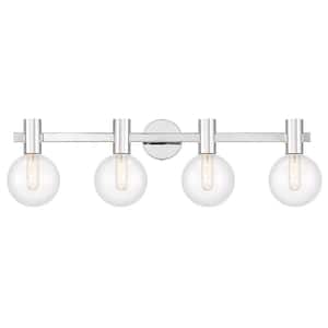 Wright 34 in. 4-Light Chrome Vanity Light with Clear Glass Shades