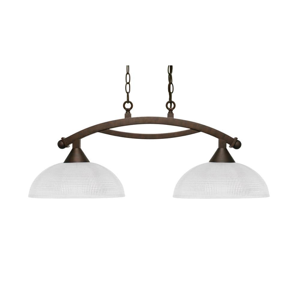Bridgewater 2 Light Bronze Linear Chandelier, Any Room with 13 in. Clear Ri