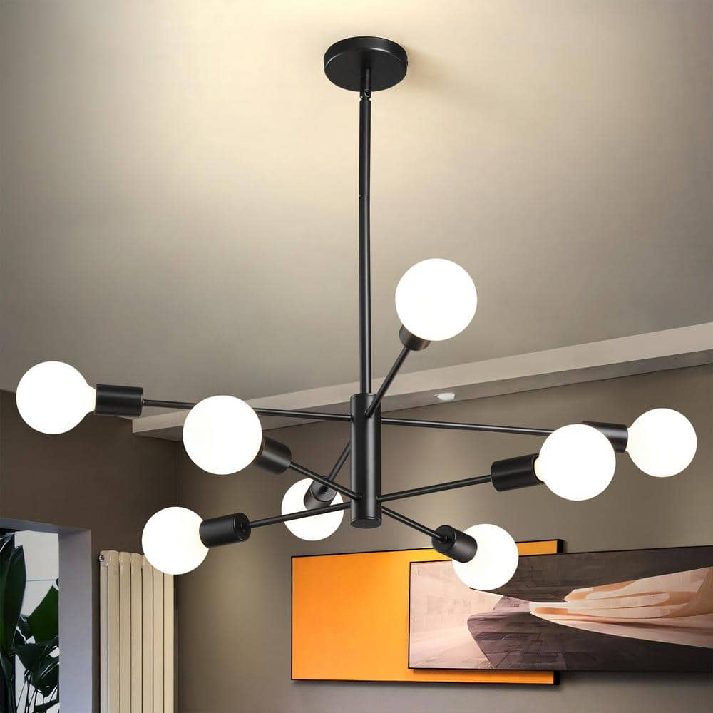 Kaisite Modern Sputnik Chandelier 8-light Black Chandeliers Mid Century 