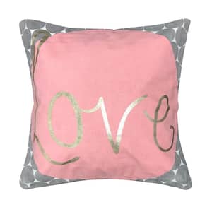 Pink Metallic Love 18 in. x 8 in. Decorative Pillow