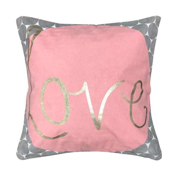 Harper Lane Pink Metallic Love 18 in. x 8 in. Decorative Pillow