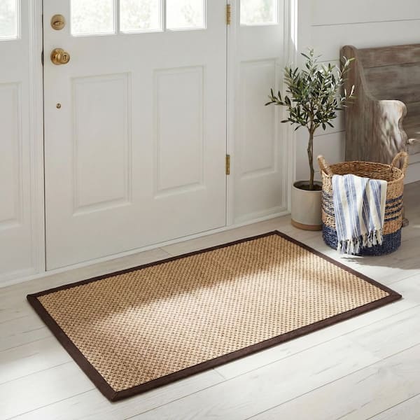 Natural Fiber Maize/Brown Doormat 2 ft. x 3 ft. Border Area Rug