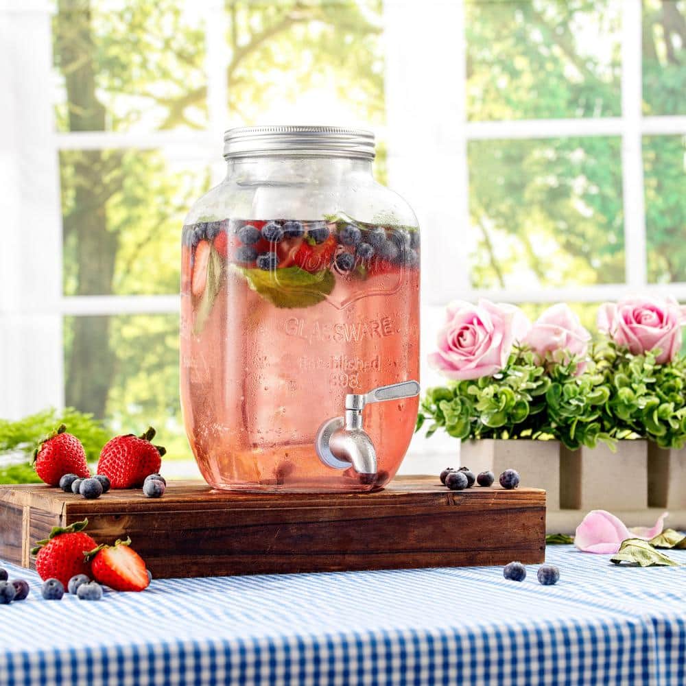 Yorkshire Clear Glass Drink Dispenser with Stainless Steel Spigot