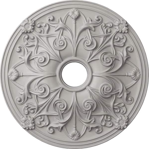 Ekena Millwork 2-1/8 in. x 23-5/8 in. x 23-5/8 in. Polyurethane Jamie Ceiling Medallion, Ultra Pure White