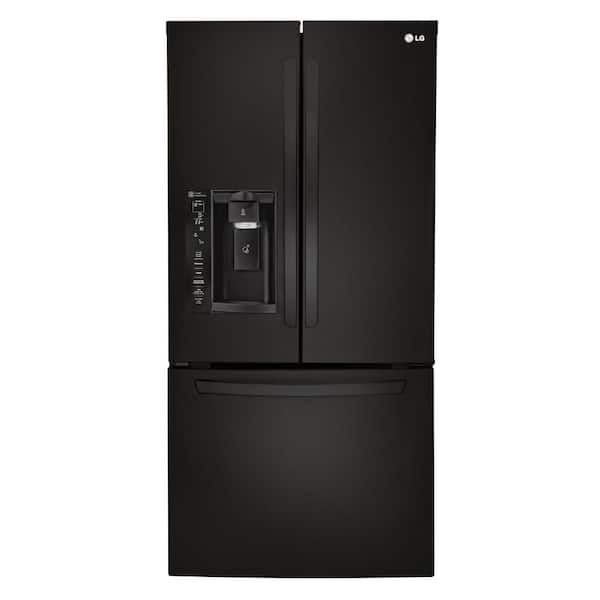 LG 33 in. W 24.2 cu. ft. French Door Refrigerator in Smooth Black