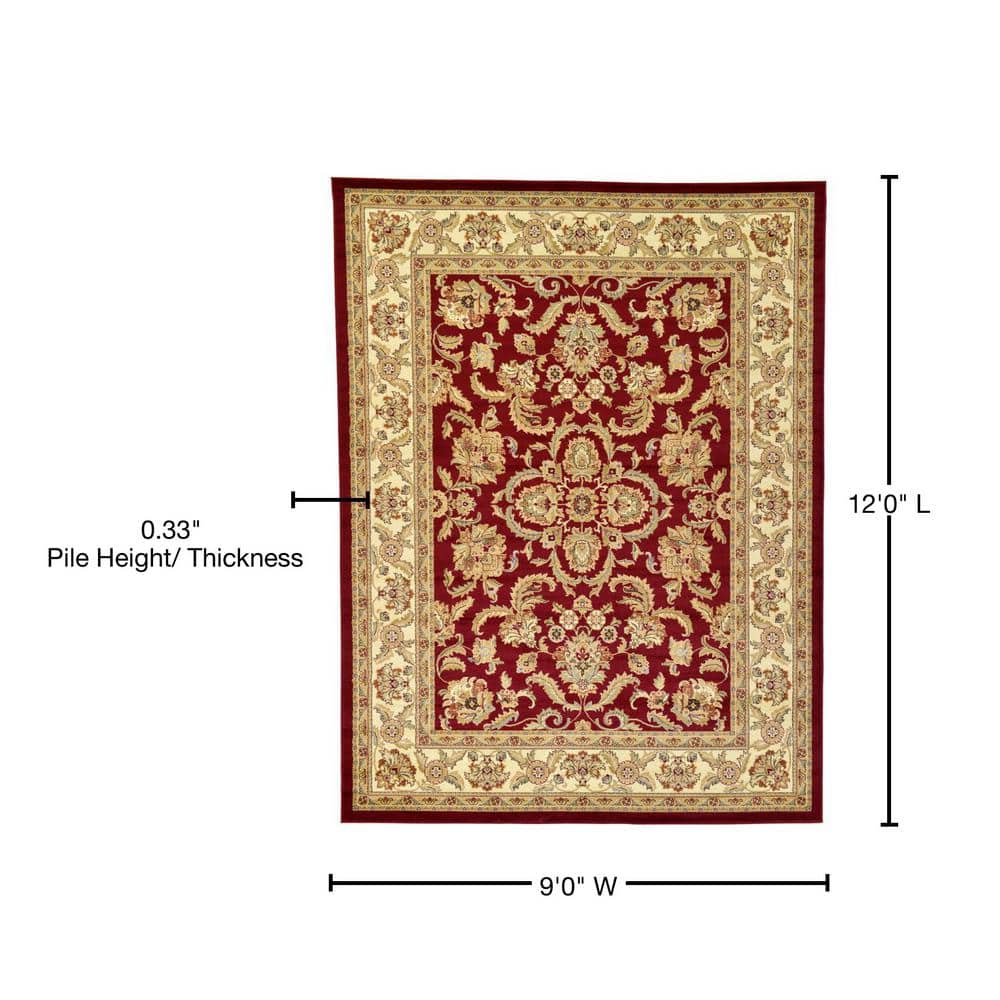 Elegant Voyage 9' x 12' Red Rectangular Easy-Care Synthetic Rug