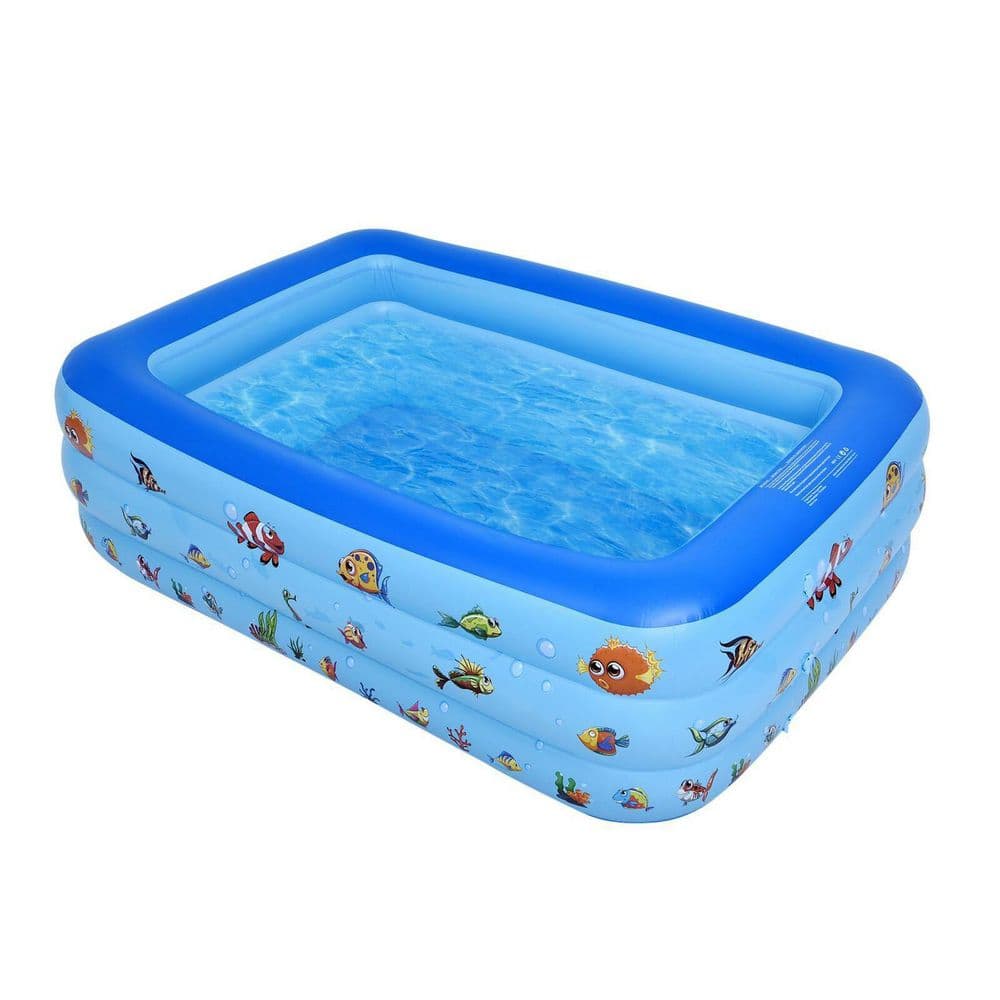 Blue PVC 68 in. x 47 in. x 18 in. Rectangular 18 in. Deep Inflatable Kid Fa