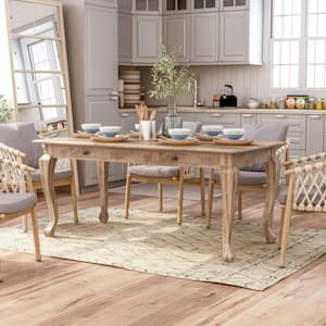 Amani 68 in.L Natural Rectangle Mango Wood Dining Table With 2-Drawers