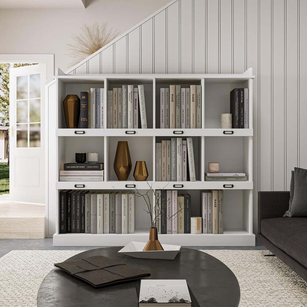 White 53.15 in. W x 47.24 in. H MDF Decorative Rectangle Stand with 3-Tier 