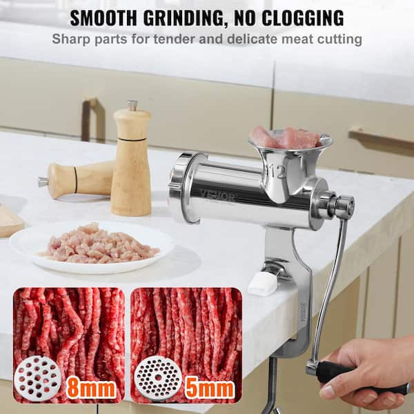 Cast Iron Table Mount Meat Grinder - Manual Mincer Includes Two 3/4  Cutting Disks and Sausage