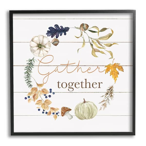 Stupell Industries Gather Together Autumn Wreath by Livi Finn 1 Piece Framed Graphic Print Nature Poster Art Print 12 in. x 12 in.