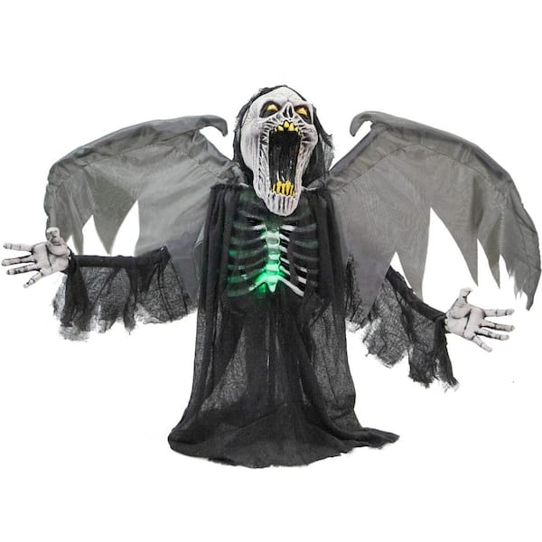 Haunted Hill Farm 29.5 in. Gabriel the Animated Winged Reaper, Indoor or Covered Outdoor Halloween Decoration, Battery Operated