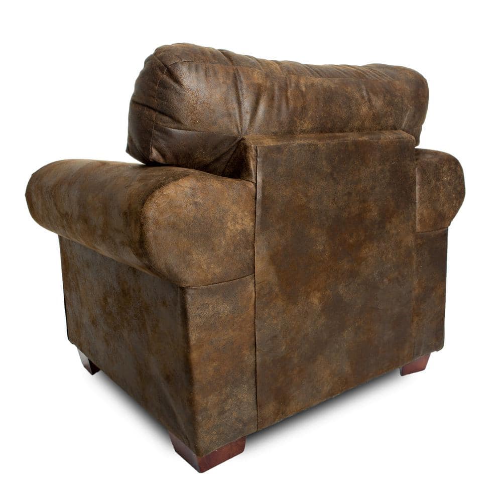 Rustic Angler's Cove Brown Microfiber Accent Chair with Wood Frame