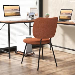 Orange Modern Fabric Dining Chairs Padded Kitchen Armless Accent Chair Set of 2