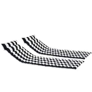 23.62 in. x 2.36 in. Outdoor Lounge Chair Cushion in Black White Replacement Patio Seat Chaise Lounge Cushion (2-Pack)
